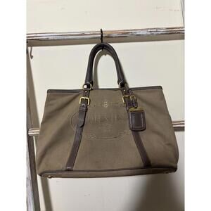 Prada Jacquard Canvas Leather Rope Logo Hand Shoulder Bag